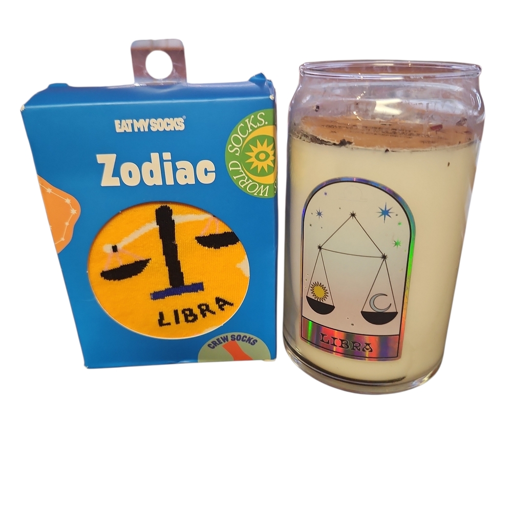Libra Zodiac Socks and Candle Set